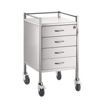 Stainless Steel Trolley Lockable Top Drawer - Single - 4 Drawer - 500 x 500 x 900