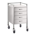 SS Trolley - Single - 4 Drawer 500 x 500 x 900