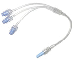 VET1 Trifurcated Extension Set Large bore with Needle Free Injection Ports w/ One way valves - 20cm Length