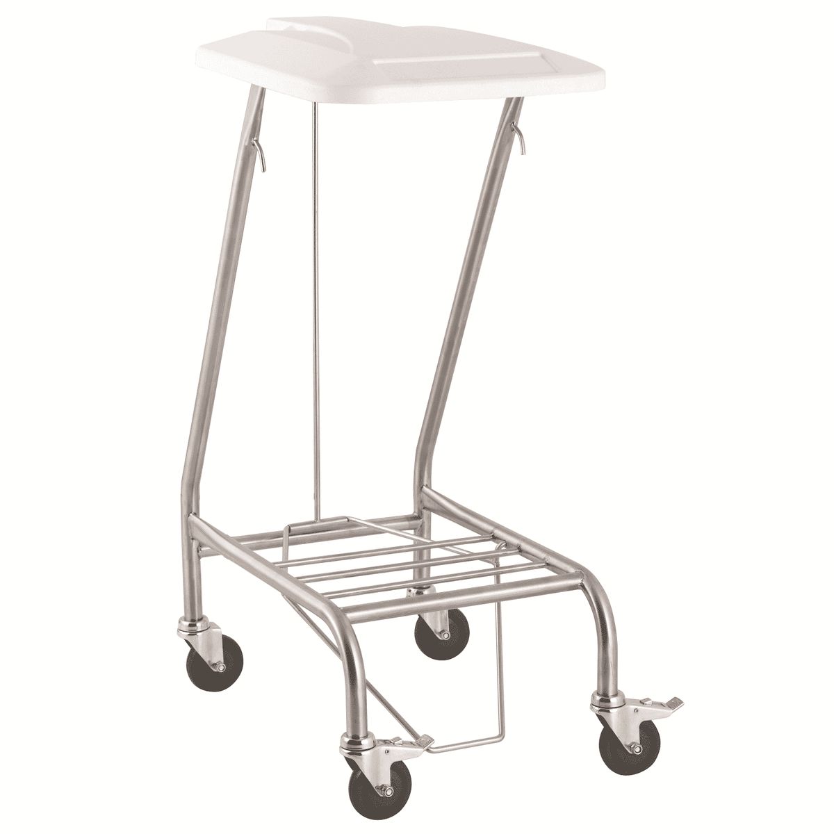 Stainless Steel Single Linen Trolley with Foot Operated Lid