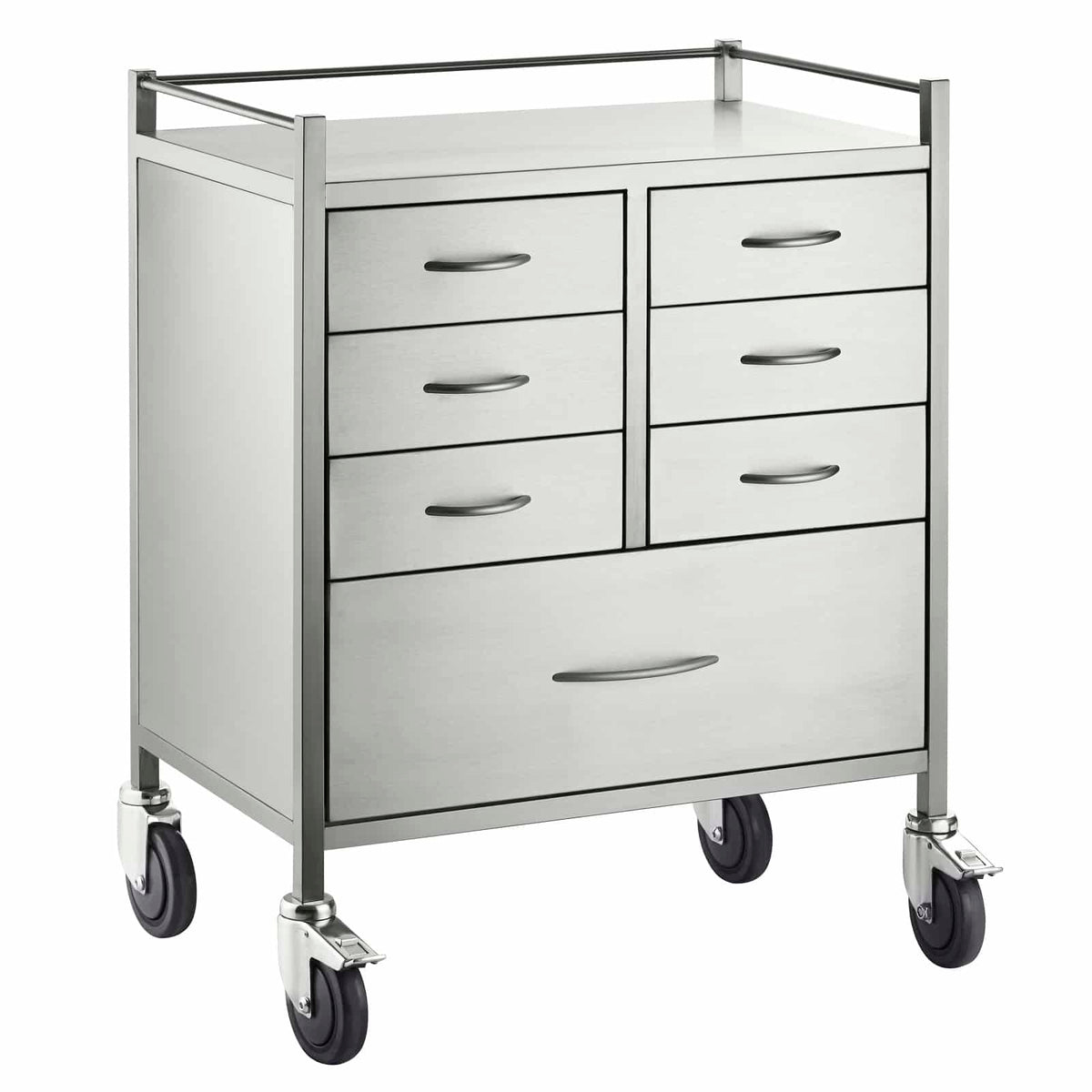 Resus Stainless Steel Trolley - 6 half drawers (125mm) 1 full drawer (250mm) 600 x 500 x 970