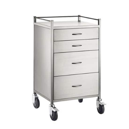Anaestethic Stainless Steel Trolley - 4 Drawer (1 & 2) 125mm ( 3 & 4) 250mm - 600 x 500 x 1070