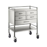 Stainless Steel Trolley - Resus - 4 Half Drawer (125mm) 1 Full Drawer (125mm) 800 x 500 x 900