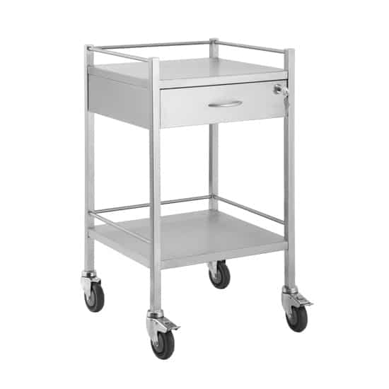 Stainless Steel Trolley Lockable Top Drawer - Single - 1 Drawer - 500 x 500 x 900