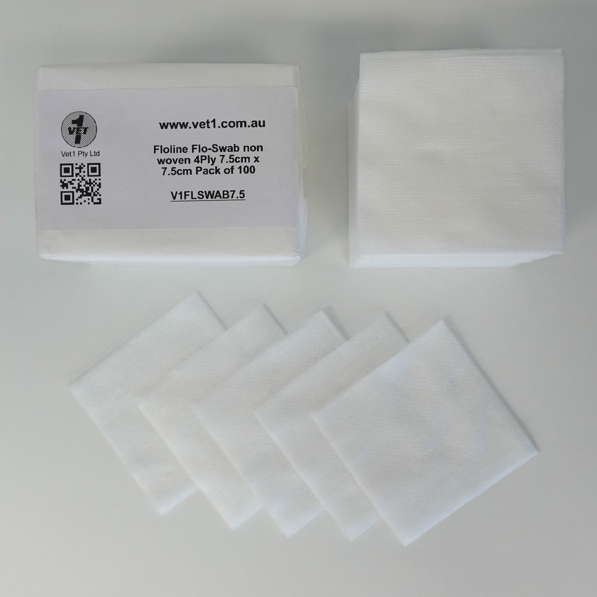Floline Flo-Swab non woven 4Ply 7.5cm x 7.5cm Pack of 100