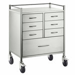 Resus Stainless Steel Trolley - 6 half drawers (125mm) 1 full drawer (250mm) 600 x 500 x 970