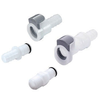 Anaesthesia gas supply hose "valved" quick connector set
