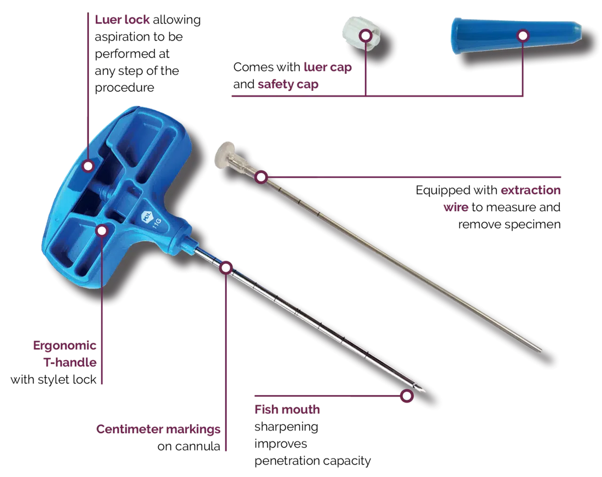 Osteo-J - Disposable Bone Marrow Biopsy Needle with extraction wire - Various Sizes Available